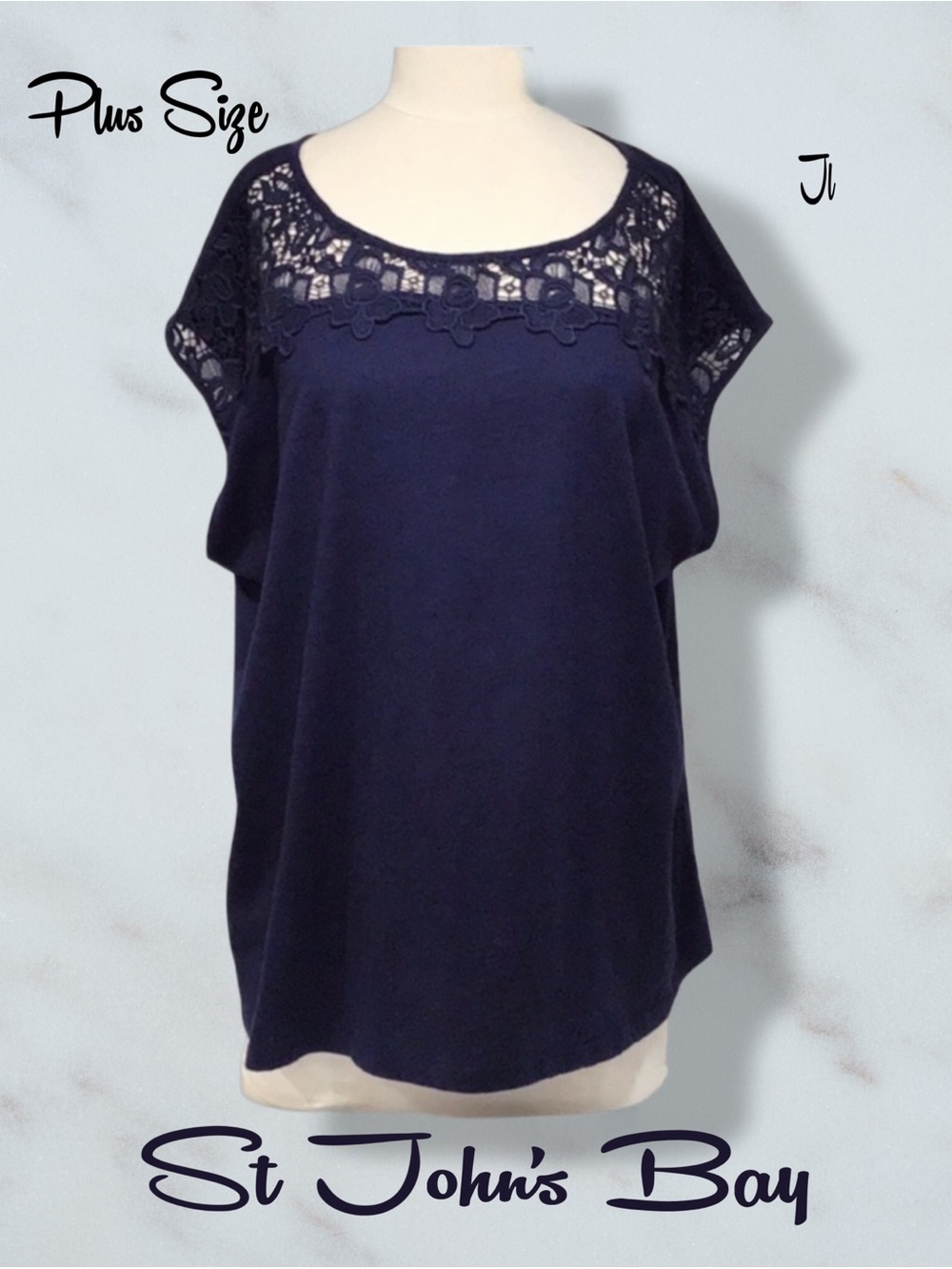ST JOHNS BAY  Lace Yoke Top Size 2X